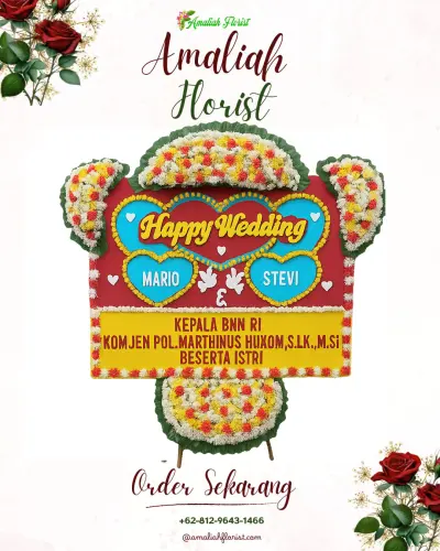 Karangan Papan Bunga Pernikahan di Ngalian